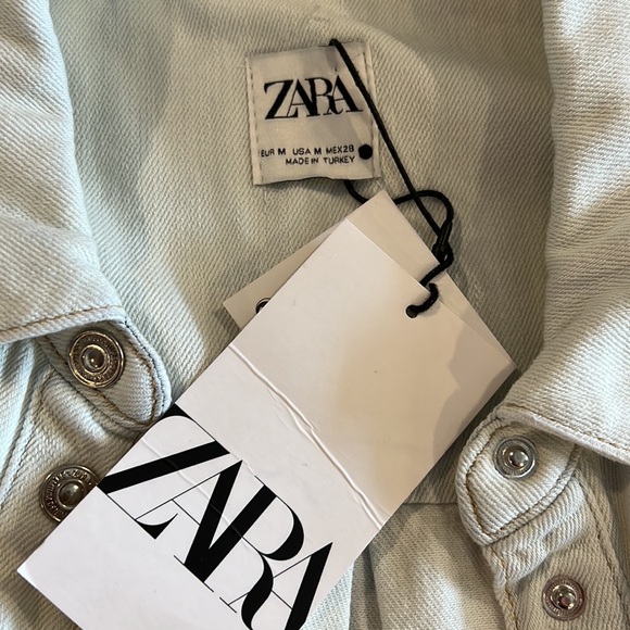 Zara Wonens Denim Overshirt Snap Front Shirt Size: M - Picture 4 of 5